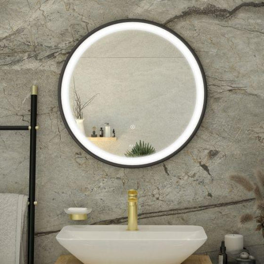 RAK Ceramics Picture Round 600 x 600mm LED Illuminated Mirror - Matt Black - RAKPICRNMB5001 - Envy Bathrooms Ltd