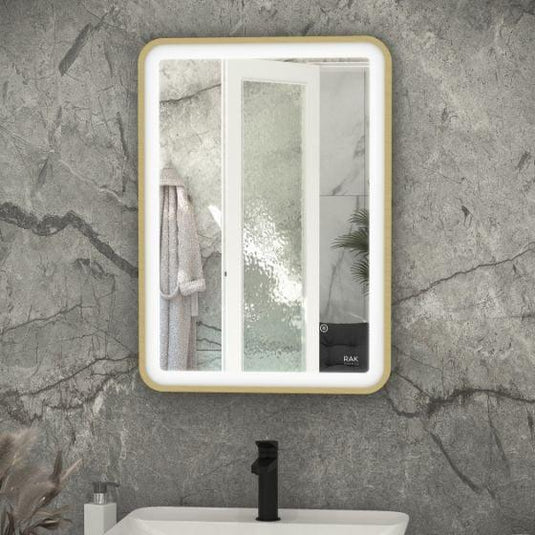 RAK Ceramics Picture Soft 500 x 700mm LED Mirror - Brushed Gold - RAKPICSFBG5001 - Envy Bathrooms Ltd