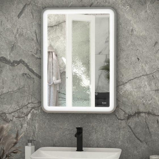 RAK Ceramics Picture Soft 500 x 700mm LED Mirror - Brushed Nickel - RAKPICSFBN5001 - Envy Bathrooms Ltd