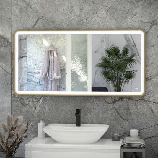 RAK Ceramics Picture Soft 600 x 1000mm LED Mirror - Brushed Gold - RAKPICSFBG5003 - Envy Bathrooms Ltd