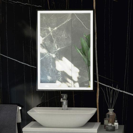 RAK Ceramics Picture Square 500 x 700mm LED Illuminated Mirror - Matt Black - RAKPICSQMB5001 - Envy Bathrooms Ltd