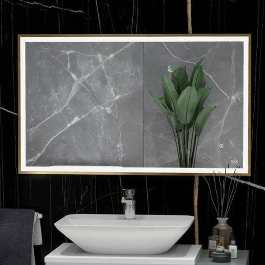 RAK Ceramics Picture Square 600 x 1000mm LED Illuminated Mirror - Brushed Gold - RAKPICSQBG5003 - Envy Bathrooms Ltd