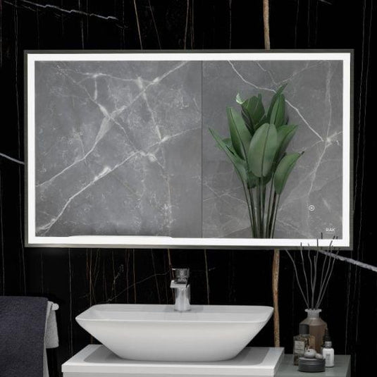 RAK Ceramics Picture Square 600 x 1000mm LED Illuminated Mirror - Brushed Nickel - RAKPICSQBN5003 - Envy Bathrooms Ltd