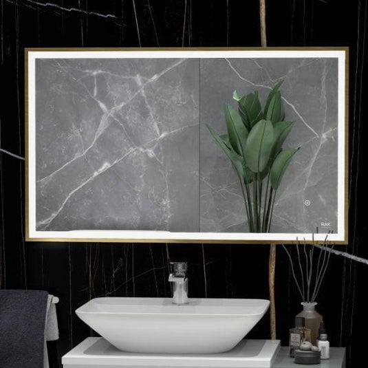 RAK Ceramics Picture Square 600 x 1200mm LED Illuminated Mirror - Brushed Gold - RAKPICSQBG5004 - Envy Bathrooms Ltd