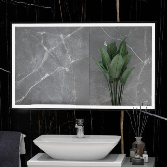 RAK Ceramics Picture Square 600 x 1200mm LED Illuminated Mirror - Matt Black - RAKPICSQMB5004 - Envy Bathrooms Ltd