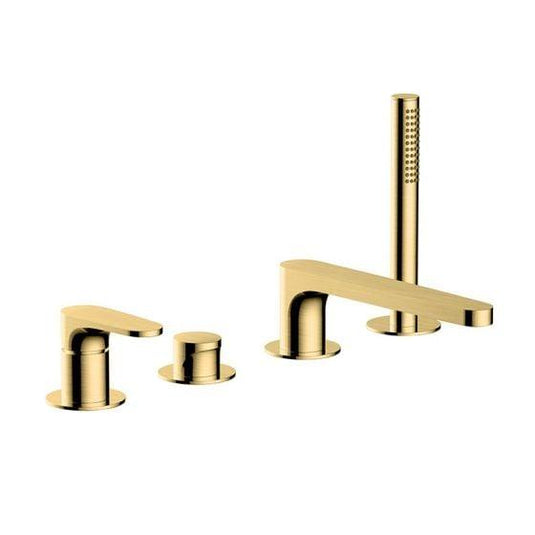 RAK Ceramics Portofino 4 Hole Deck Mounted Bath Shower Mixer - Brushed Gold - RAKPOR3013G - Envy Bathrooms Ltd