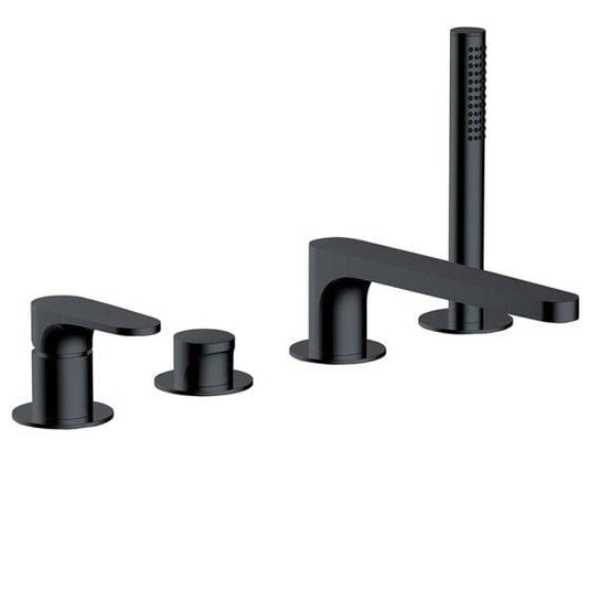 RAK Ceramics Portofino 4 Hole Deck Mounted Bath Shower Mixer - Matt Black - RAKPOR3013B - Envy Bathrooms Ltd