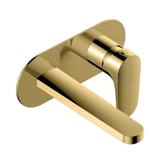 RAK Ceramics Portofino Wall Mounted Basin Mixer with Back Plate - Brushed Gold - RAKPOR3007G - Envy Bathrooms Ltd