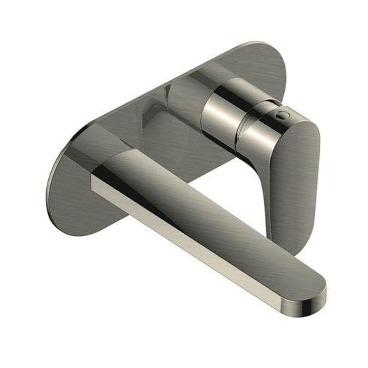 RAK Ceramics Portofino Wall Mounted Basin Mixer with Back Plate - Brushed Nickel - RAKPOR3007N - Envy Bathrooms Ltd