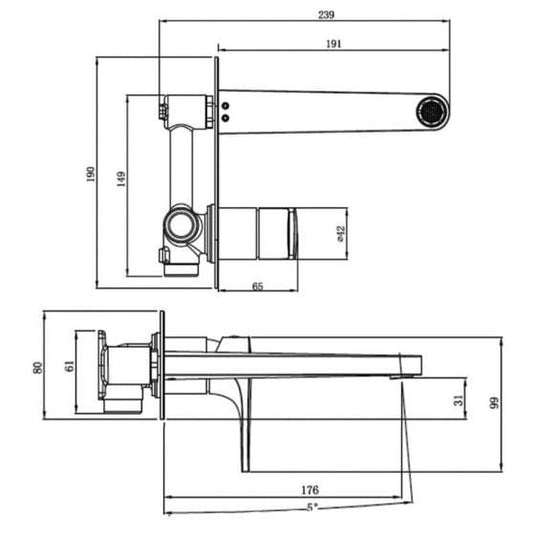 RAK Ceramics Portofino Wall Mounted Basin Mixer with Back Plate - Brushed Nickel - RAKPOR3007N - Envy Bathrooms Ltd