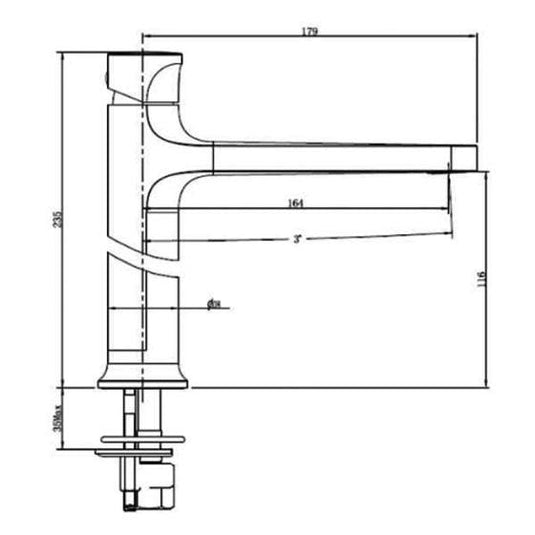 RAK Ceramics Positano Mid Height Basin Mixer in Brushed Gold - RAKPOS3016G - Envy Bathrooms Ltd