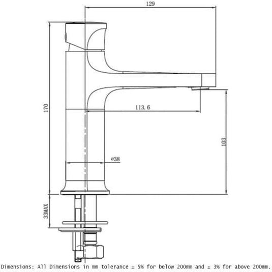 RAK Ceramics -Positano Standard Basin Mixer in Brushed Nickel - RAKPOS3001N - Envy Bathrooms Ltd