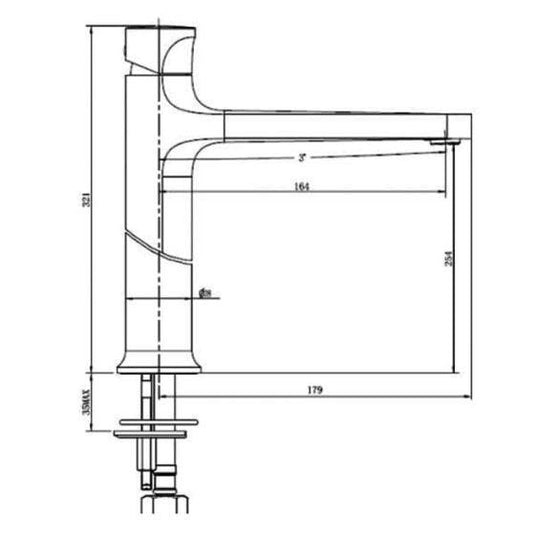 RAK Ceramics Positano Tall Basin Mixer in Brushed Gold - RAKPOS3003G - Envy Bathrooms Ltd