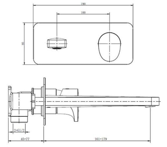 RAK Ceramics Positano Wall Mounted Basin Mixer with Back Plate in Chrome - RAKPOS3007C - Envy Bathrooms Ltd