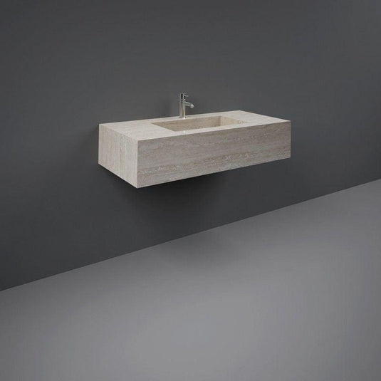 RAK Ceramics Precious 1000mm Wall Mounted Counter Wash Basin with 0th in Travertino Ivory - PRECT10347102A0 - Envy Bathrooms Ltd