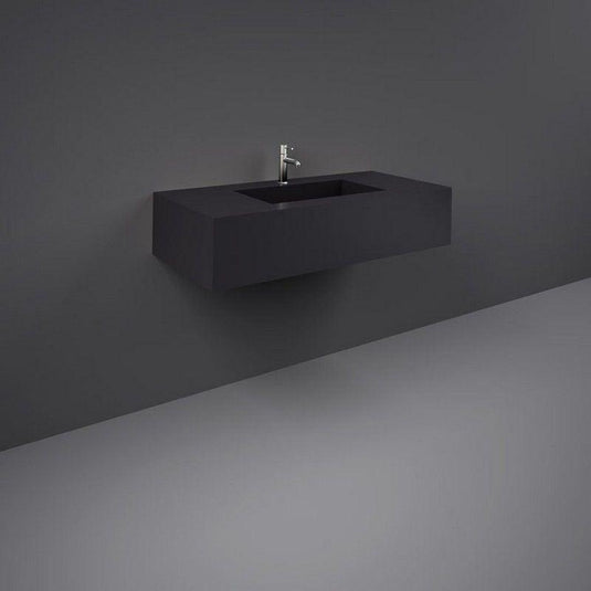 RAK Ceramics Precious 1000mm Wall Mounted Counter Wash Basin with 0th in Uni Dark Black - PRECT10347105A0 - Envy Bathrooms Ltd