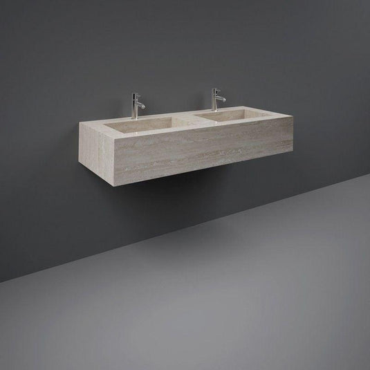 RAK Ceramics Precious 1200mm Wall Mounted Counter Wash Basin with 0th in Travertino Ivory - PRECT12347102A0 - Envy Bathrooms Ltd