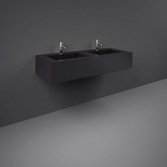 RAK Ceramics Precious 1200mm Wall Mounted Counter Wash Basin with 0th in Uni Dark Black - PRECT12347105A0 - Envy Bathrooms Ltd