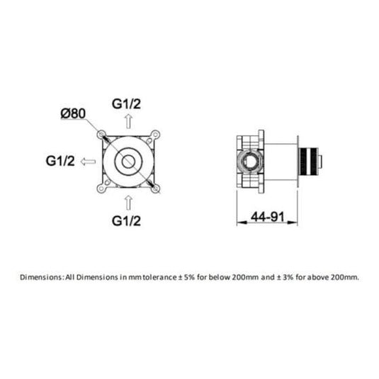 RAK Ceramics Prima Tech Concealed Stop Valve - Chrome - RAKPRT3020 - Envy Bathrooms Ltd