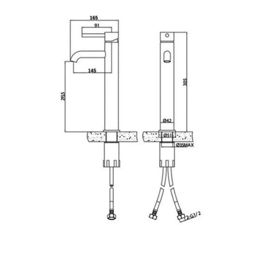 RAK Ceramics Prima Tech Tall Mono Basin Mixer - Chrome - RAKPRT3003 - Envy Bathrooms Ltd