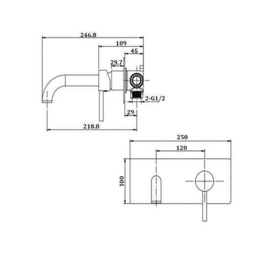 RAK Ceramics Prima Tech Wall Mounted Basin Mixer with Back Plate - Chrome - RAKPRT3007 - Envy Bathrooms Ltd