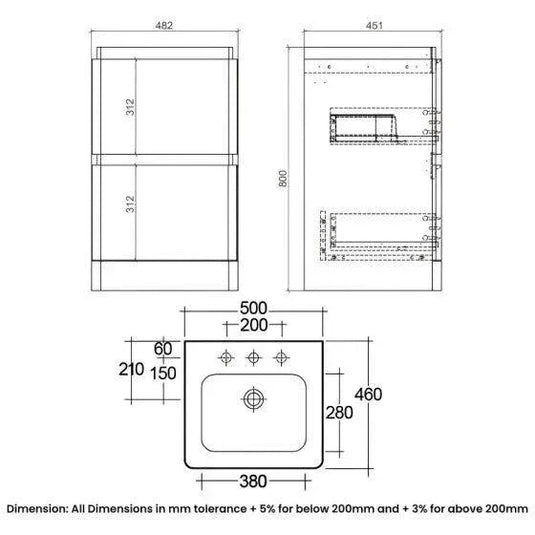 RAK Ceramics Resort 500mm Floor Standing Basin Unit - White - RAKRSTFSU50600 - Envy Bathrooms Ltd