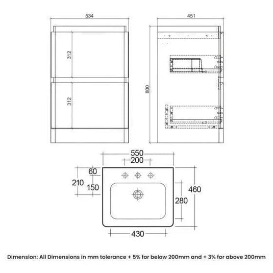 RAK Ceramics Resort 550mm Floor Standing Basin Unit - White - RAKRSTFSU55600 - Envy Bathrooms Ltd