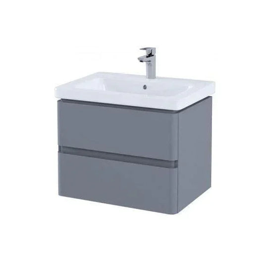 RAK Ceramics Resort 650mm Basin Unit With Double Draw - Matt Grey - RAKRSTWBU65603 - Envy Bathrooms Ltd