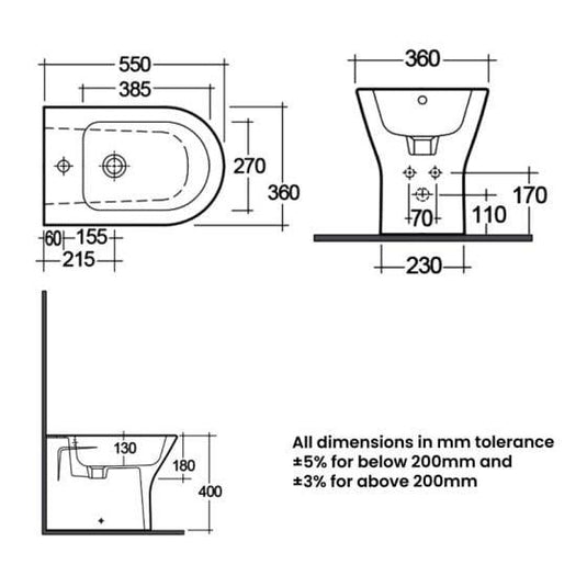 RAK Ceramics Resort Back to Wall Bidet - White - RST14AWHA - Envy Bathrooms Ltd