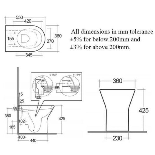 RAK Ceramics Resort Comfort Height Rimless Back to Wall Toilet Pan - Alpine White - RST20AWHA - Envy Bathrooms Ltd