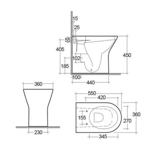 RAK Ceramics Resort Extended Height Back to Wall Toilet Pan - White - RST21AWHA - Envy Bathrooms Ltd