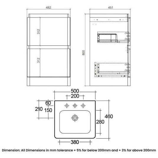 RAK Ceramics Resort Floor Standing 500mm Basin Unit - White - RAKRSTFSU50600 - Envy Bathrooms Ltd