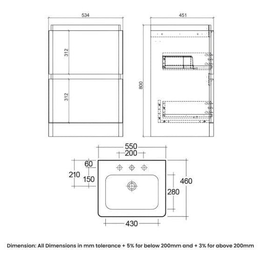 RAK Ceramics Resort Floor Standing 550mm Basin Unit - Grey - RAKRSTFSU55603 - Envy Bathrooms Ltd