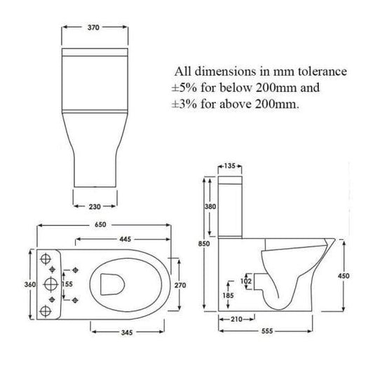 RAK Ceramics Resort Maxi Rimless Close Coupled Toilet Pan - Alpine White - RST16AWHA - Envy Bathrooms Ltd