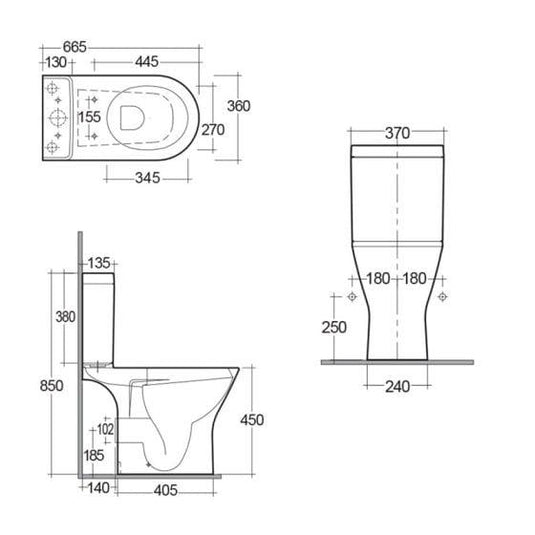 RAK Ceramics Resort Rimless Close Coupled Toilet Pan - Alpine White - RST11AWHA - Envy Bathrooms Ltd