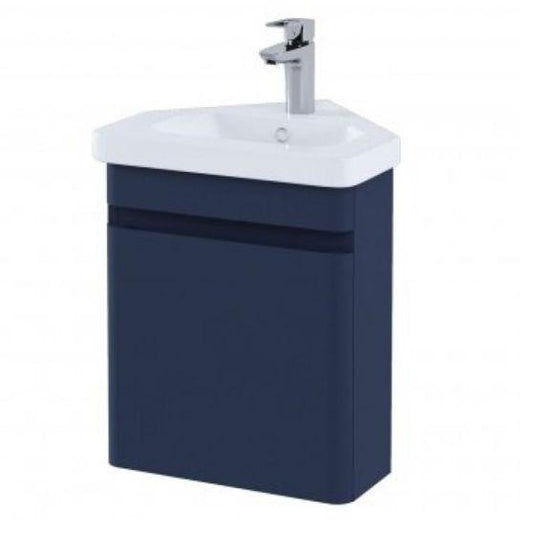 RAK Ceramics Resort Wall Hung 450mm Corner Vanity Unit - Matt Denim Blue - RAKRSTWBC45604 - Envy Bathrooms Ltd