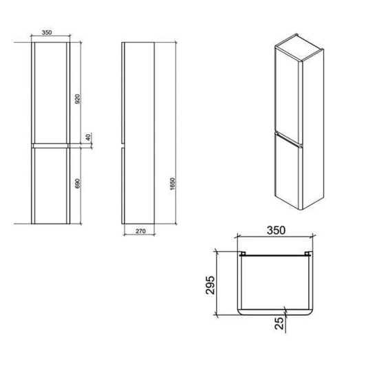 RAK Ceramics Resort Wall Hung Tall Storage Unit - Matt Denim Blue - RAKRSTTSU35604 - Envy Bathrooms Ltd