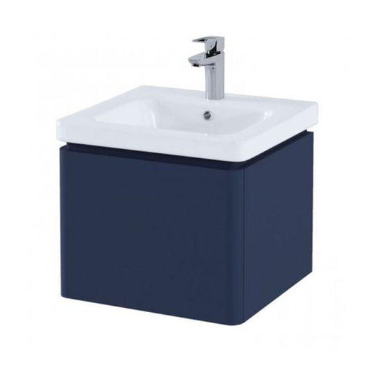 RAK Ceramics Resort Wall Hung Vanity Unit With Single Drawer - Matt Denim Blue - RAKRSTWBU50604 - Envy Bathrooms Ltd