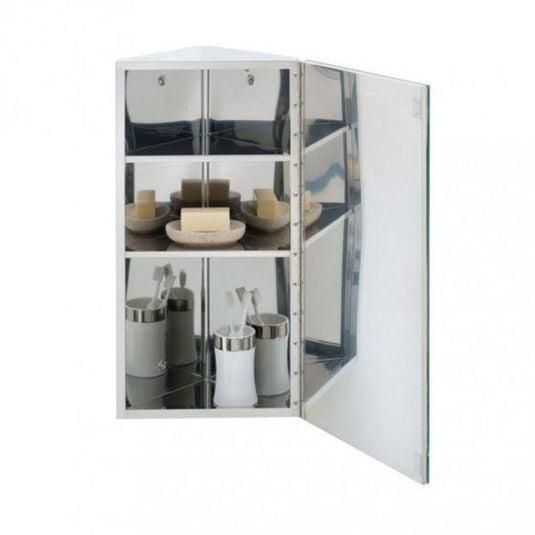 RAK Ceramics Riva Stainless Steel Single Corner Cabinet With Mirrored Door - 12SL704HP - Envy Bathrooms Ltd