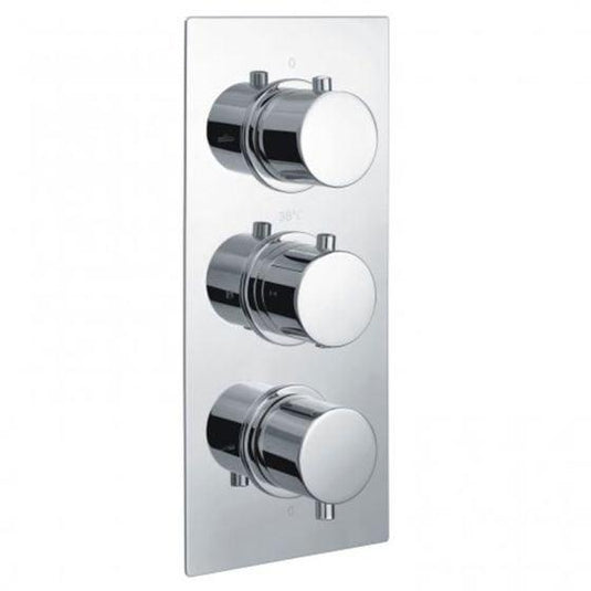 RAK Ceramics Round Dual Outlet 3 Handle Thermostatic Concealed Shower Valve - Chrome - RAKSHW3203R - Envy Bathrooms Ltd