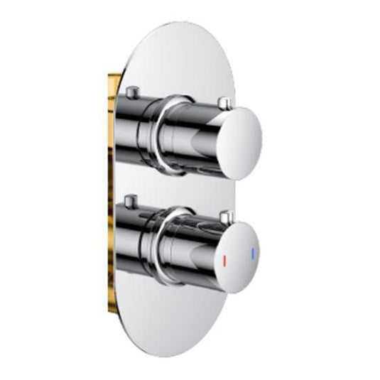 RAK Ceramics Round Single Outlet 2 Handle Thermostatic Concealed Shower Valve - Chrome - RAKSHW3201R - Envy Bathrooms Ltd