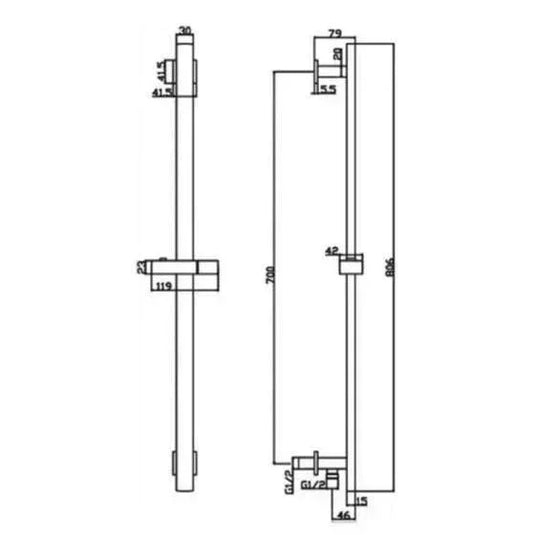 RAK Ceramics Round Slider Rail Shower Kit With Three Function Handset & Integral Wall Outlet - Chrome - RAKSHW1010 - Envy Bathrooms Ltd
