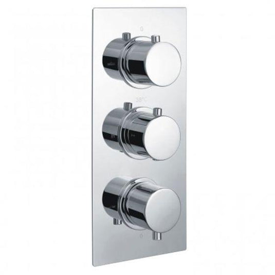 RAK Ceramics Round Triple Outlet 3 Handle Thermostatic Concealed Shower Valve - Chrome - RAKSHW3204R - Envy Bathrooms Ltd