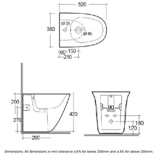 RAK Ceramics Sensation Back to Wall Bidet - Alpine White - SENBD2015AWHA - Envy Bathrooms Ltd