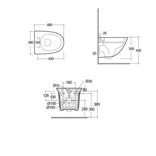 RAK Ceramics Sensation Mini Wall Hung Pan - SENWC1447AWHA - Envy Bathrooms Ltd