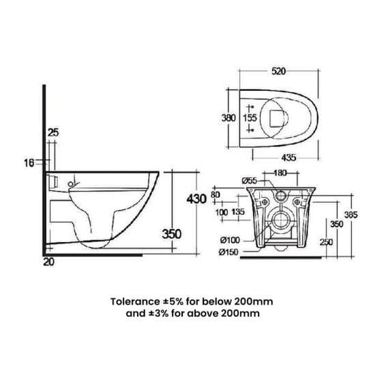 RAK Ceramics Sensation Wall Hung Pan with Hidden Fixations - White - SENWC1446AWHA - Envy Bathrooms Ltd