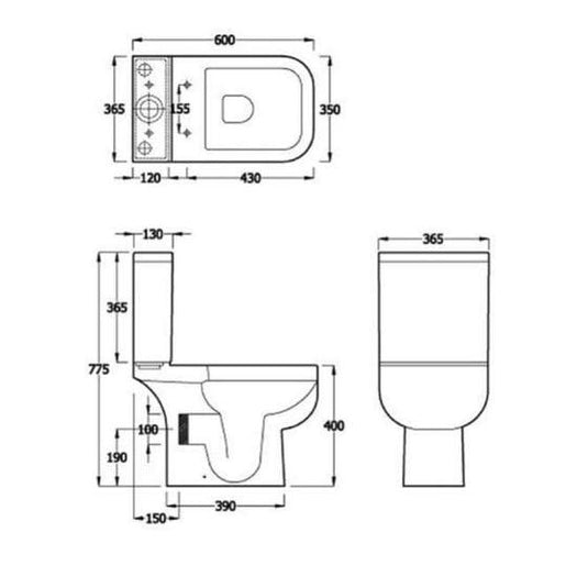 RAK Ceramics Series 600 Close Coupled Toilet Pan - Alpine White - SE11AWHA - Envy Bathrooms Ltd