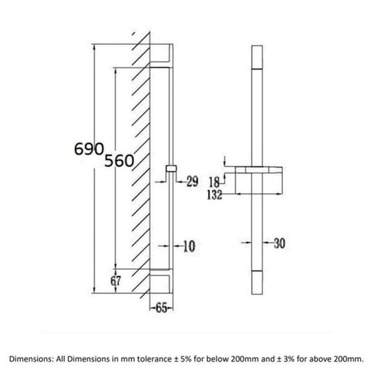 RAK Ceramics Shower Slider Rail Kit - Chrome - RAKSHW3001 - Envy Bathrooms Ltd