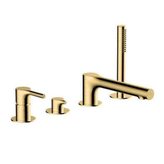 RAK Ceramics Sorrento 4 Hole Deck Mounted Bath/Shower Mixer - Brushed Gold - RAKSOR3013G - Envy Bathrooms Ltd