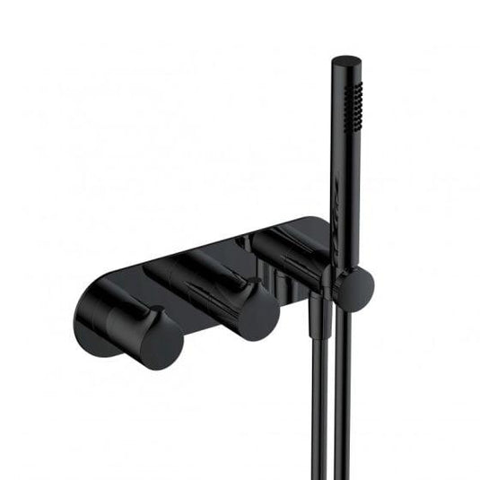 RAK Ceramics Sorrento Horizontal Dual Outlet Thermostatic Concealed Shower Valve with Handset - Matt Black - RAKSOR3305B - Envy Bathrooms Ltd